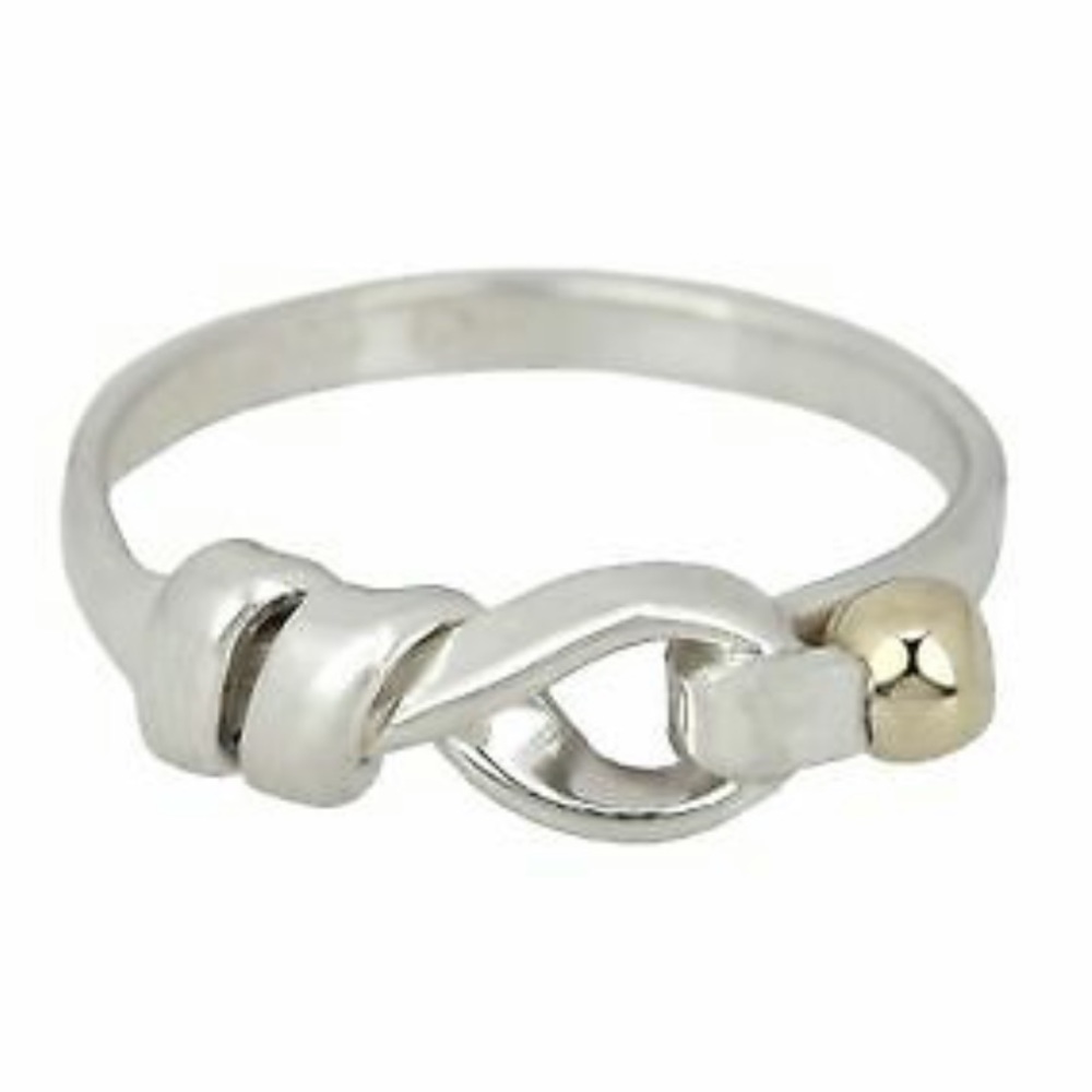 Tiffany Hook & Eye Sterling Silver 18K Gold Ring